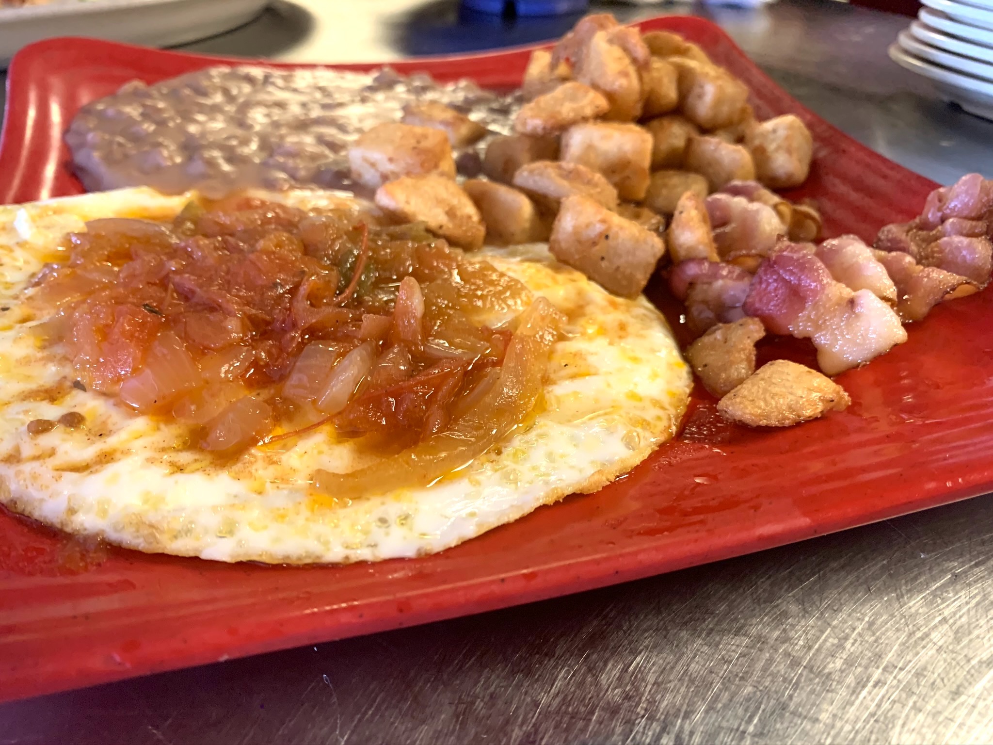 Huevos rancheros plate